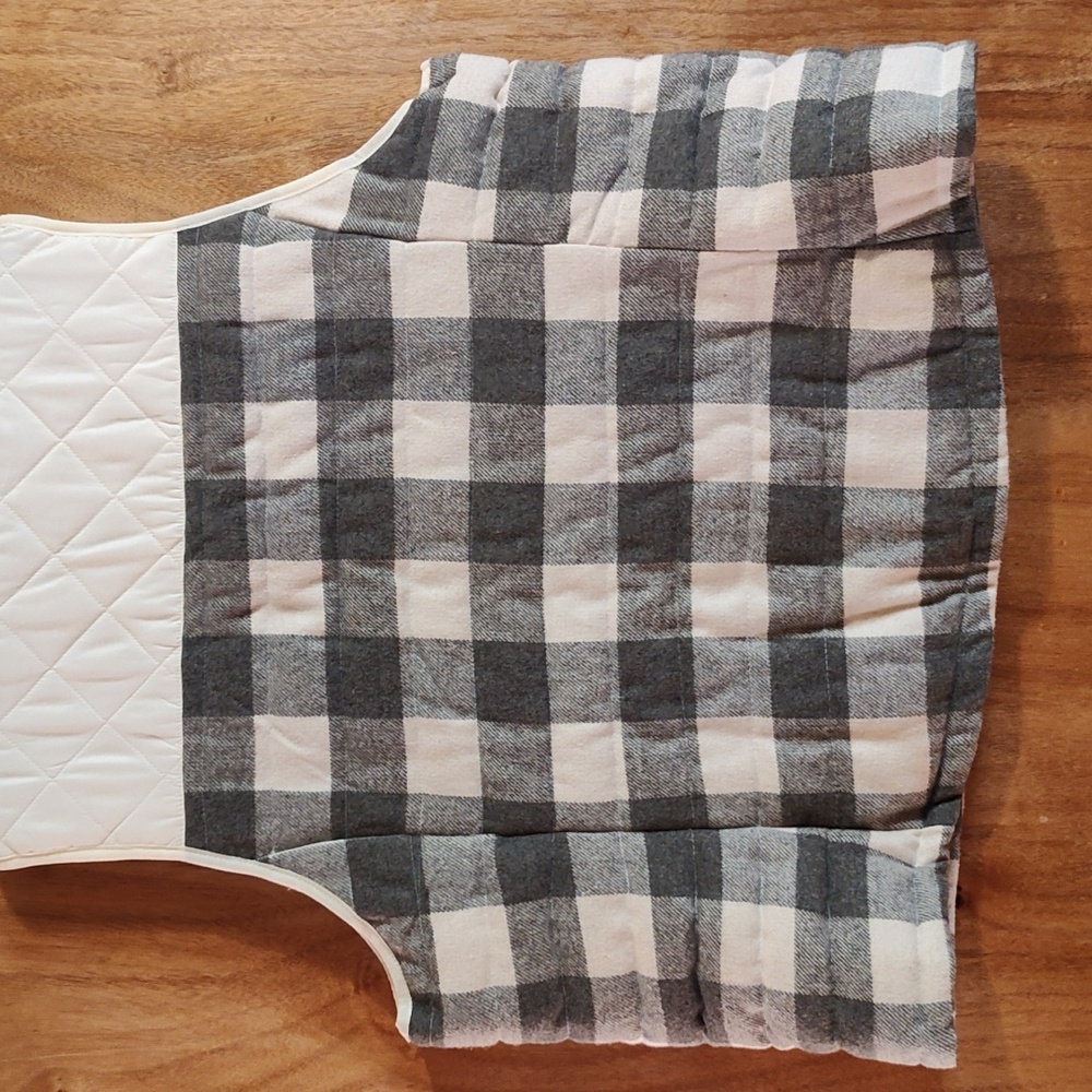 Ruff Hewn Womens Wool Blend Puffer Vest Gray Cream Plaid Flannel Quilted Size 3X - Picture 9 of 12